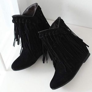 Faux Suede Fringe Bootie